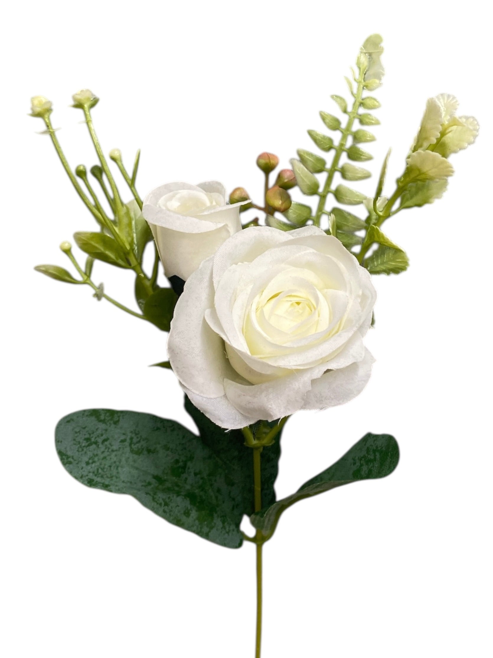 12'' Small Open Rose Bush ( INT1522-#7 Cream )