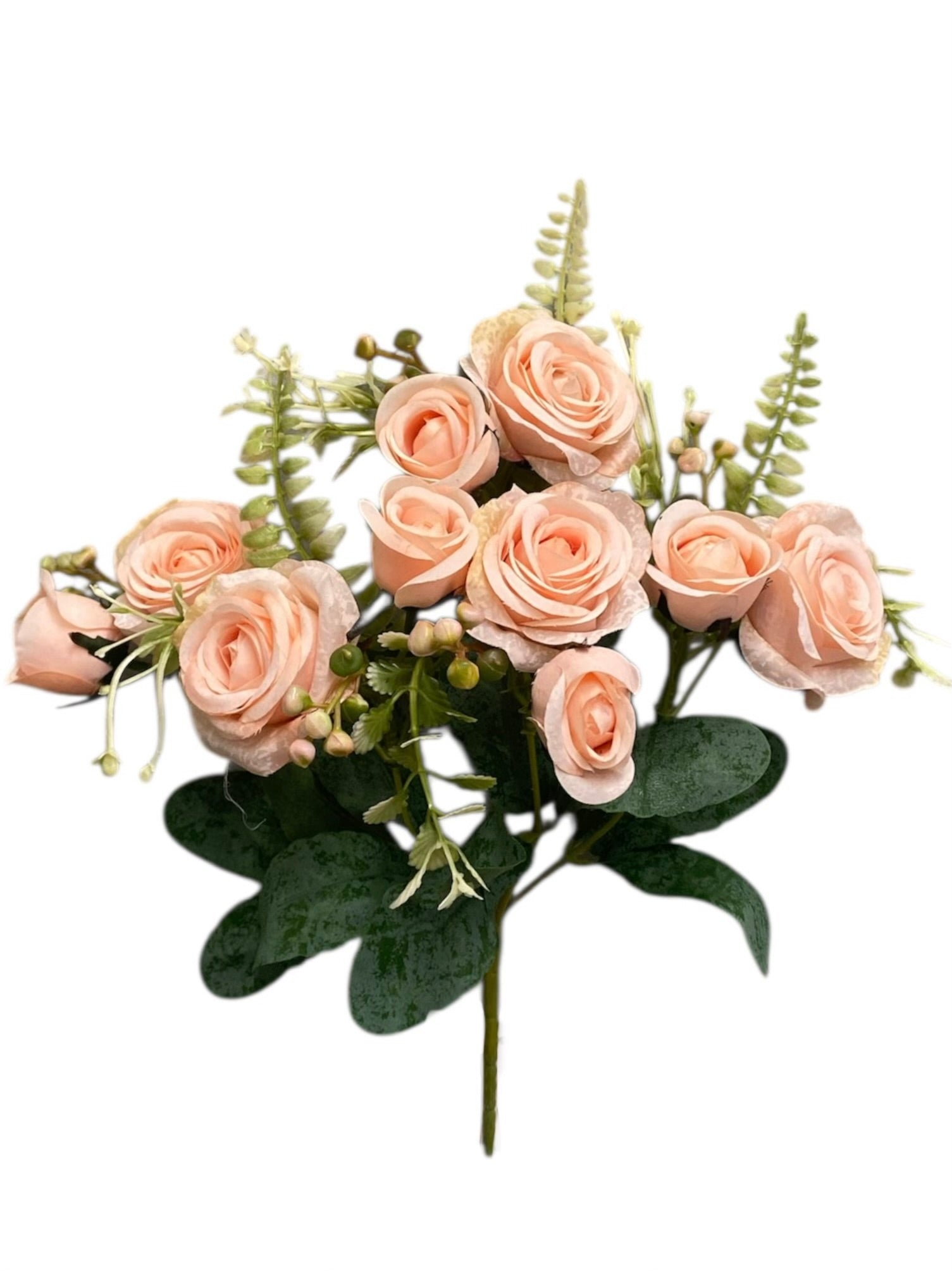 12'' Small Open Rose Bush ( INT1522-#2 Champagne )