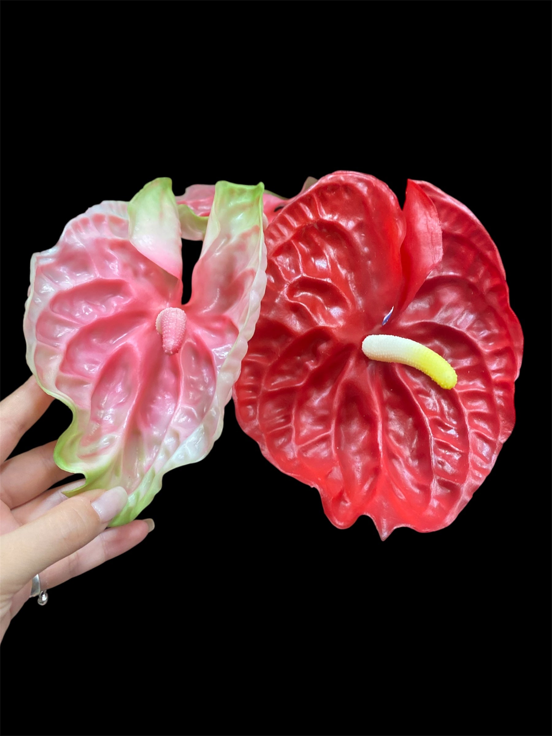 silk anthurium flowers Los Angeles Wholesaler | 27.5" Real Touch Anthurium Spray ( FSA018-Red )- International Silk Flowers