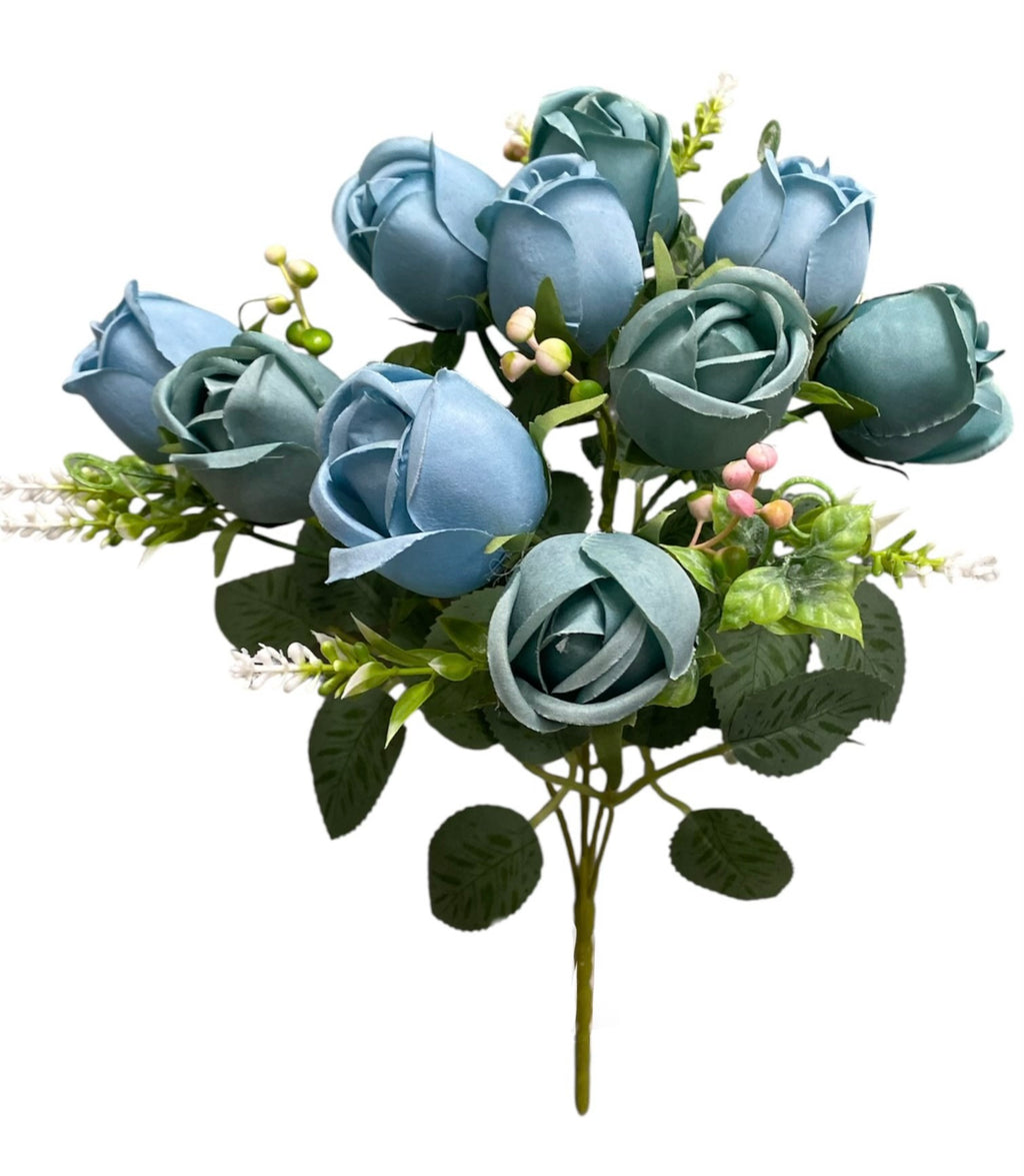 14'' Rose Bud Bush ( INT8811-#5 Aqua )