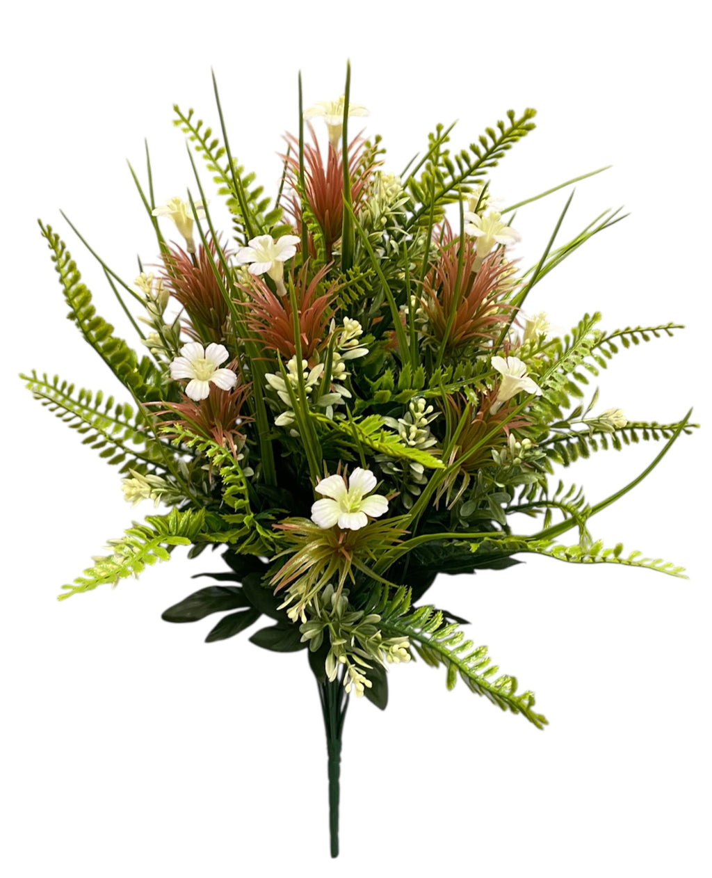20'' Plastic Wild Flower/ Fern Bush ( CW4026-WT/BR/GR )