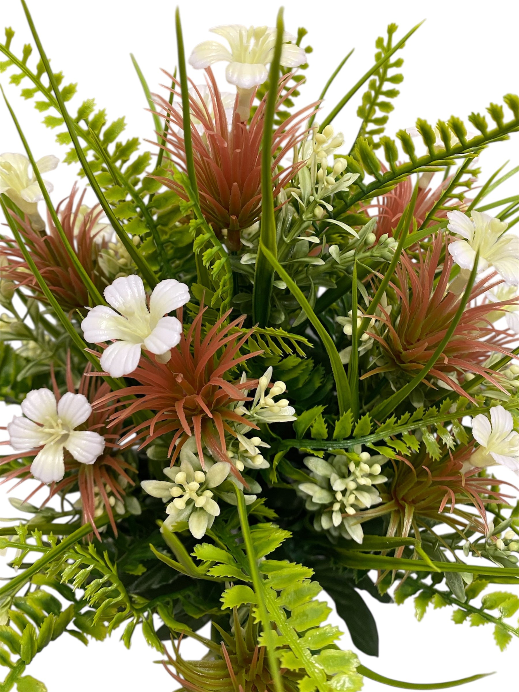 20'' Plastic Wild Flower/ Fern Bush ( CW4026-WT/BR/GR )