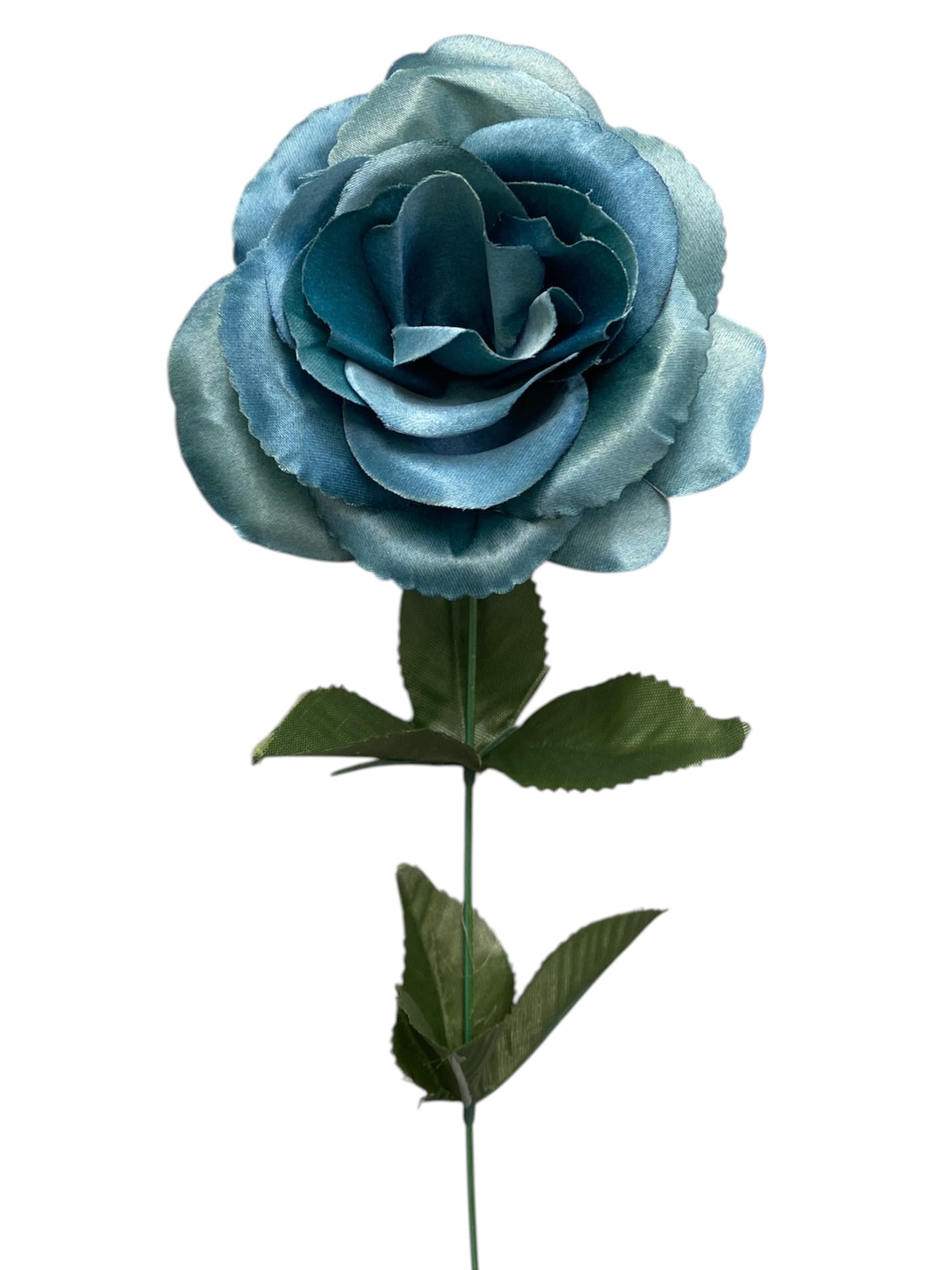 17" Satin Open Rose Bush ( INT398-#38 Teal )