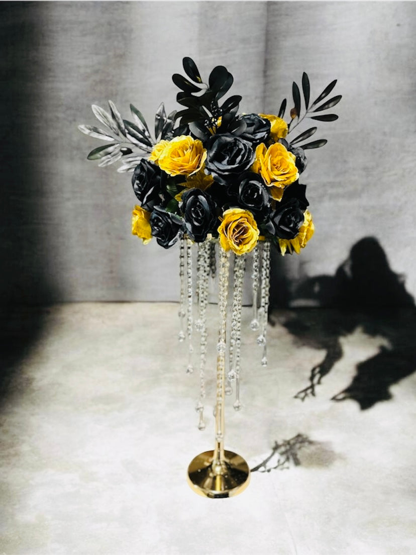 17" Satin Open Rose Bush ( INT398-#16 Black )