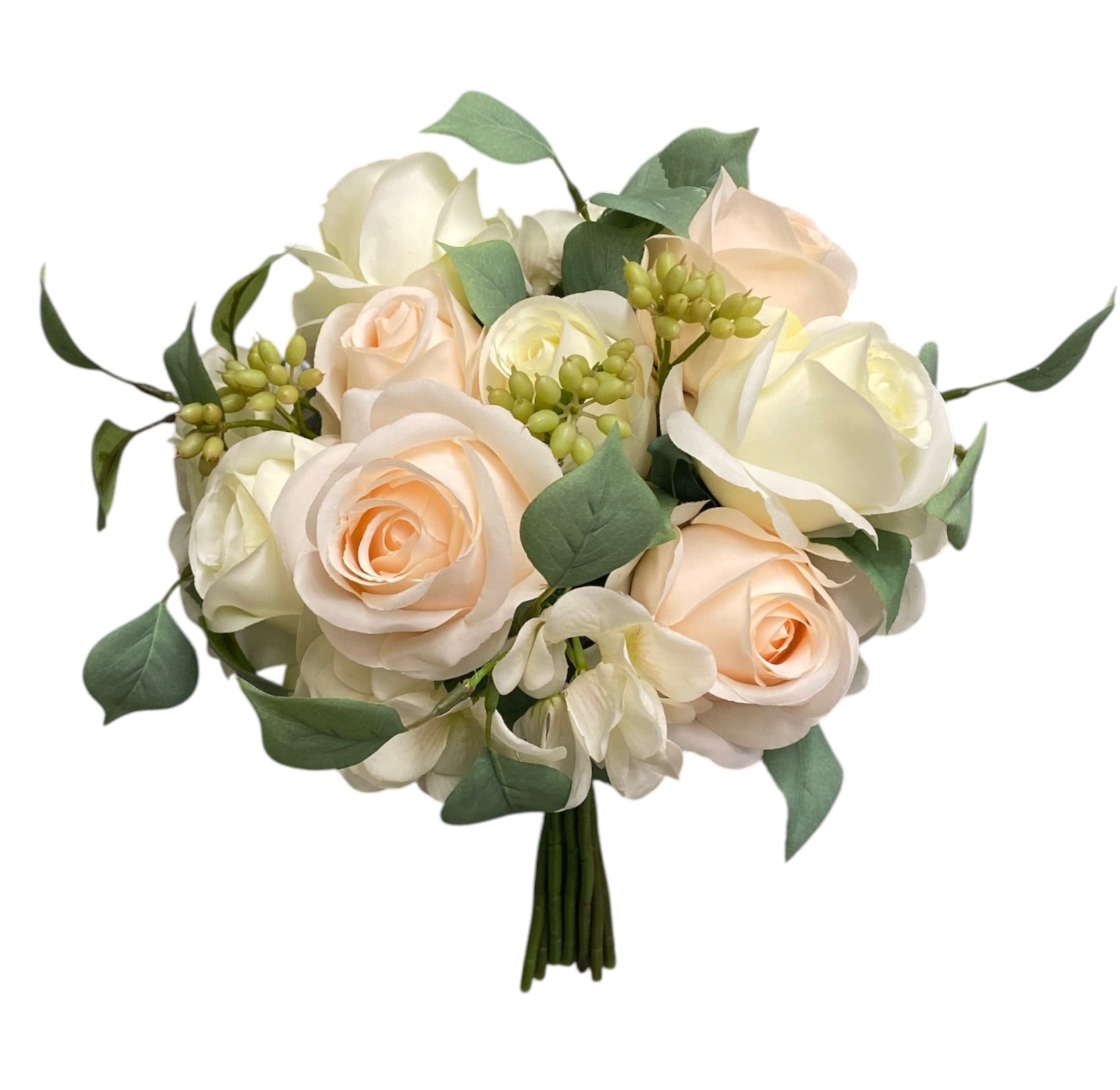 17" Rose Hydrangea Bouquet ( 192039-Champagne/White )