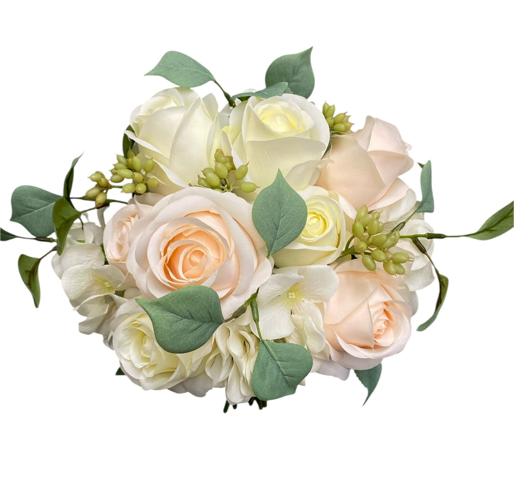 17" Rose Hydrangea Bouquet ( 192039-Champagne/White )