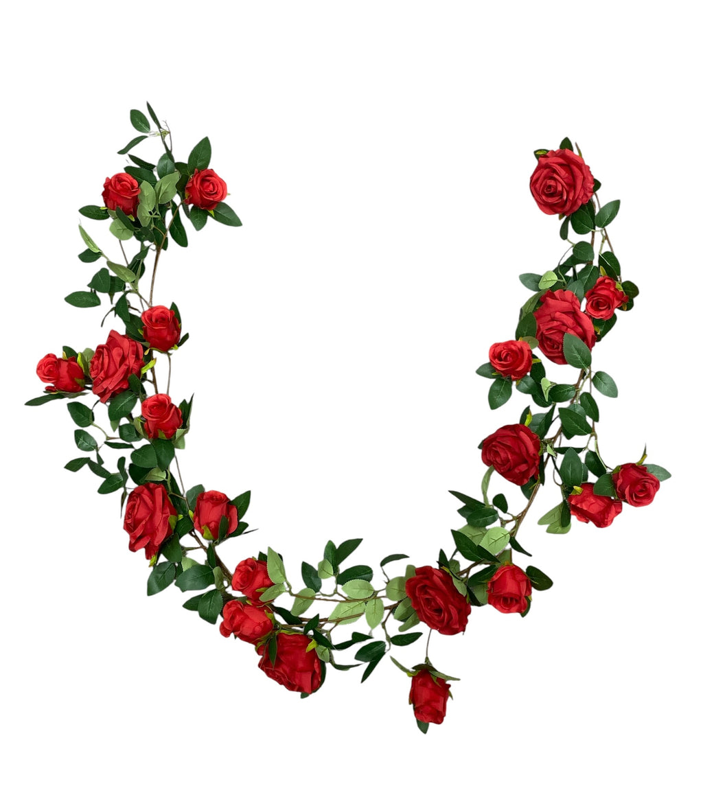 5.3' Wired Rose Garland ( 510-26-#3 Red )