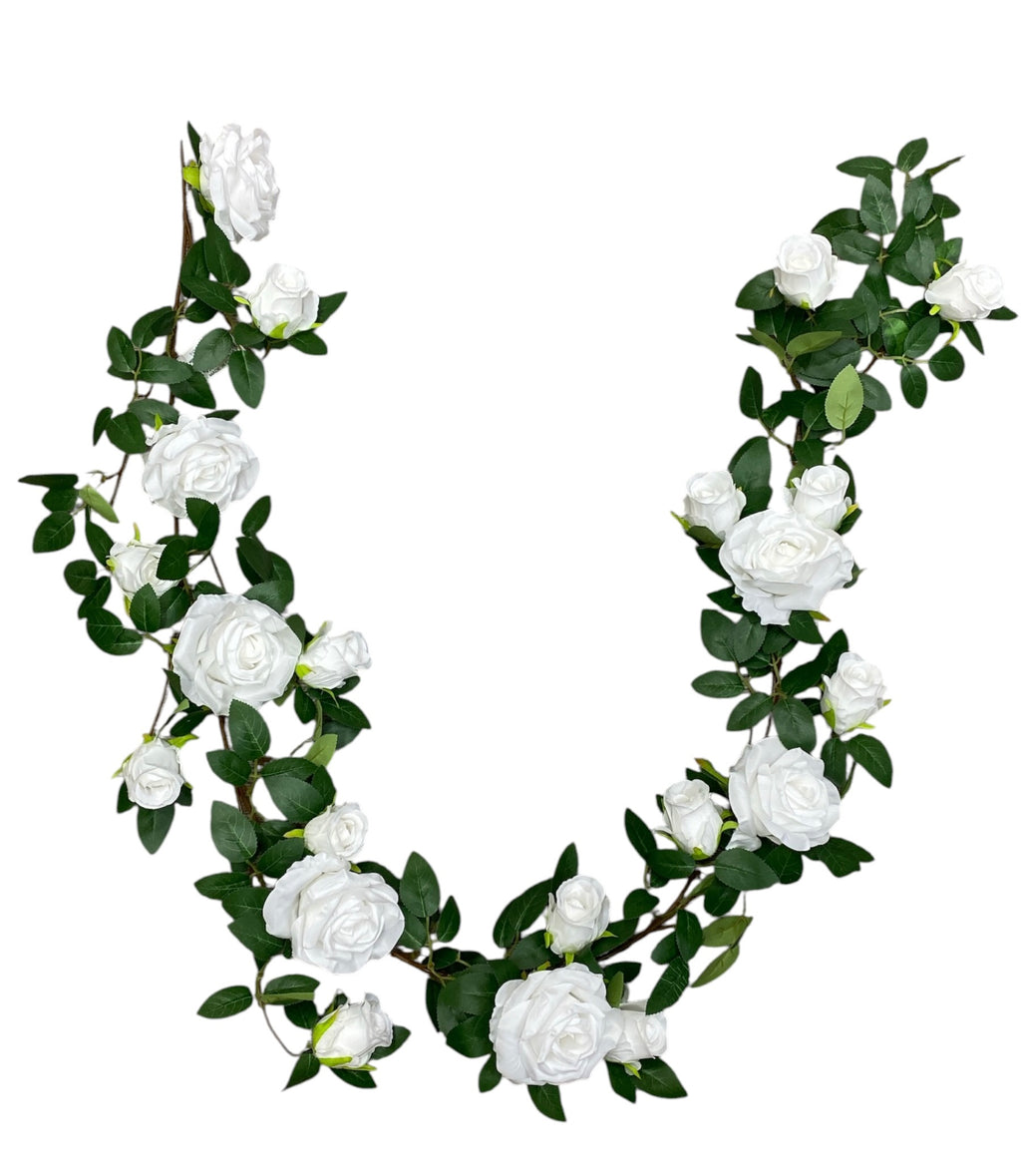 5.3' Wired Rose Garland ( 510-26-#6 White )