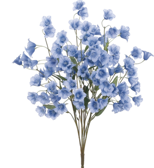 Los Angeles Wholesaler | Blue 21'' Faux Bellflower Bush with 4
