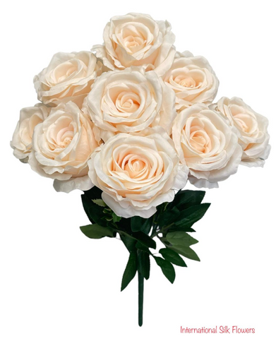 20" Silk Open Rose Bush ( INT0071-New Beige )( B930 )