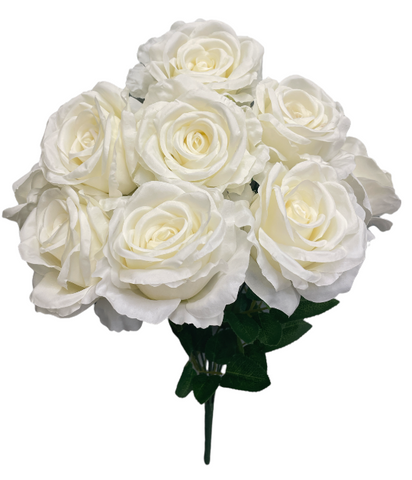 20" Silk Open Rose Bush ( INT0071-Cream )( B930 )