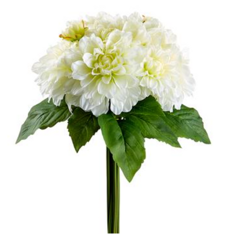 12.5" Faux Dahlia Bouquet ( FBQ041-White )
