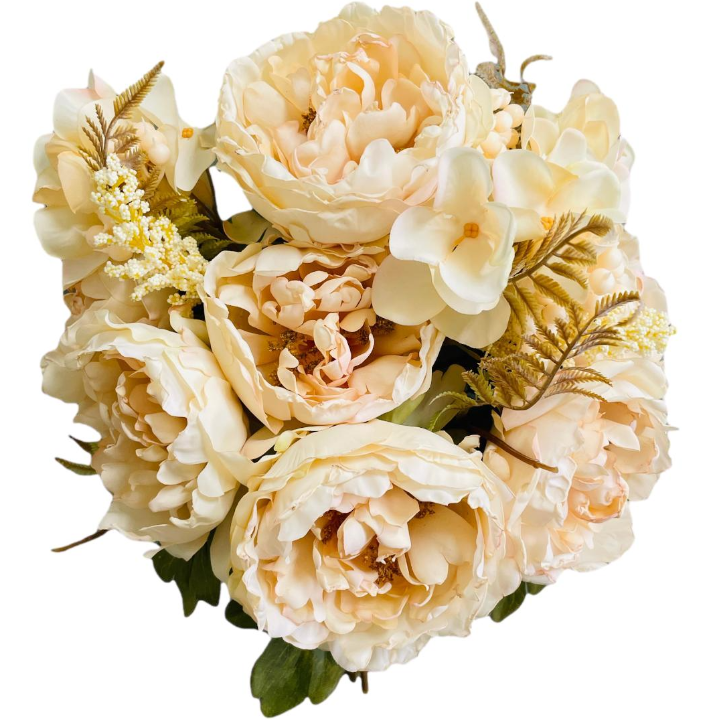 14.5" Faux Peony Bouquet ( 192070-Ivory )