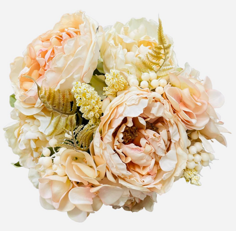 14.5" Faux Peony Bouquet ( 192070-Soft Peach )