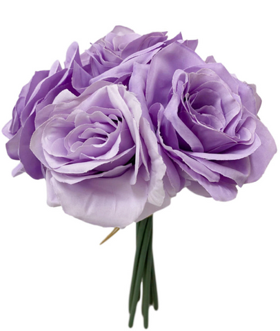 12'' Silk Ashley Rose Bouquet  ( 30399-Lavender )
