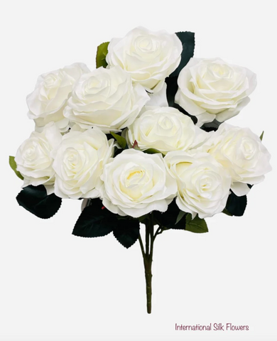 18'' Silk Open Rose Bush ( AN10004-Cream )
