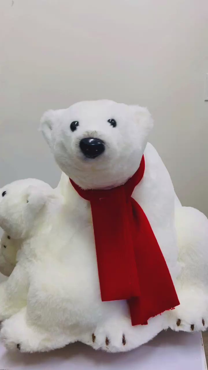 18'' x 18'' x 15'' Polar Mom Bear with Cub  ( 260359-White )