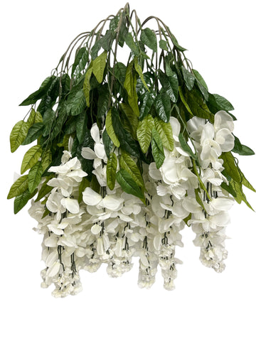 35” Faux Wisteria Hanging Bush ( INT587-Cream )