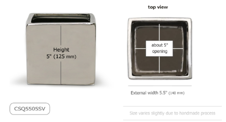 5'' SQUARE CUBE VASE  ( CSQ5505-Silver )