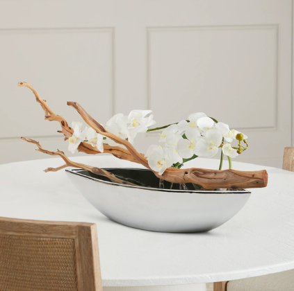 3.3'' Ceramic Boat Vase in Silver ( CNB7614-SV )