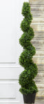 5’ Faux Knock-Down Pond Boxwood Spiral Topiary ( LPB715-GR )