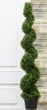 5’ Faux Knock-Down Pond Boxwood Spiral Topiary ( LPB715-GR )