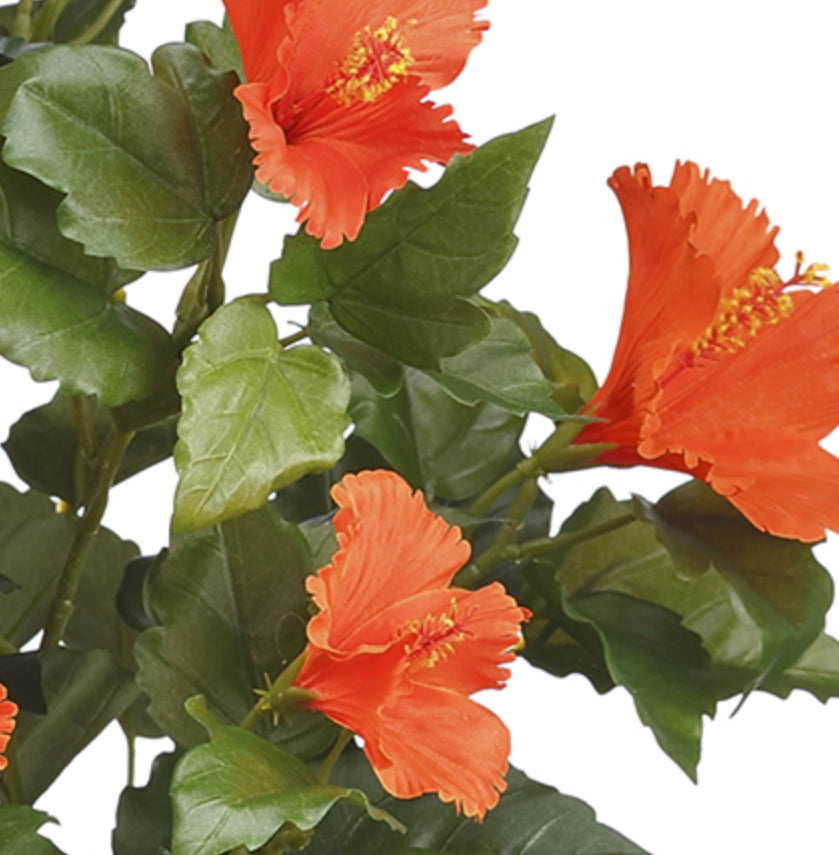 19" Faux Hibiscus Bush ( FBH371-Orange )