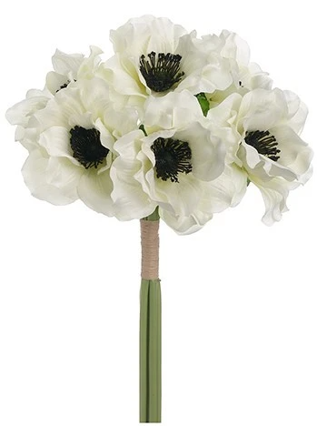 12” Silk White Anemone Bouquet ( FSA052-WHITE )