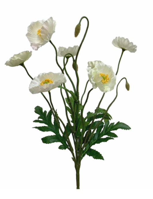 15” Faux Poppy Bush ( FBP279-Cream )