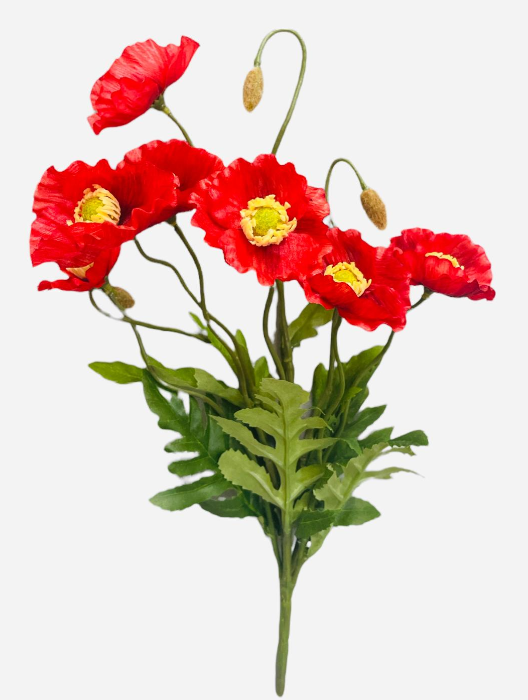 15” Faux Poppy Bush ( FBP279-Red )
