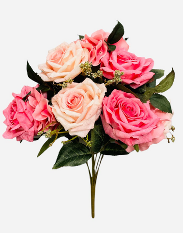 17" Artificial Rose Hydrangea Bush ( TY3508-Rose )