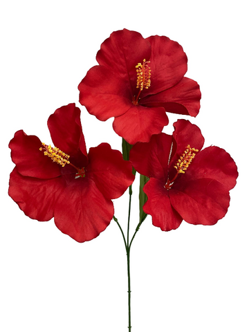 27" Faux Hibiscus Spray ( 29414-Red )