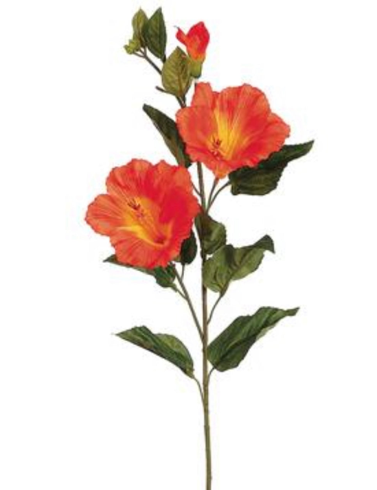 31” Faux Hibiscus Spray ( FSH753-Orange )
