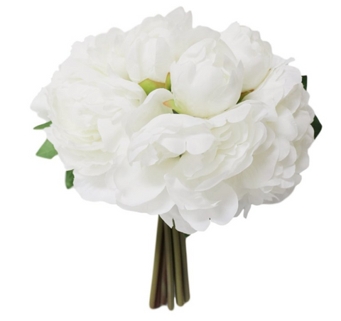 10" Silk Peony Bouquet ( VIY5740-White )