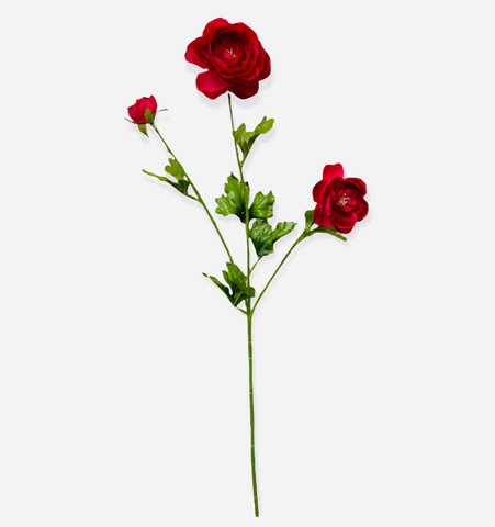 27” Faux Ranunculus Spray ( FSR502-Red )
