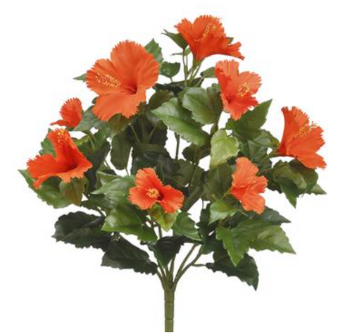 19" Faux Hibiscus Bush ( FBH371-Orange )