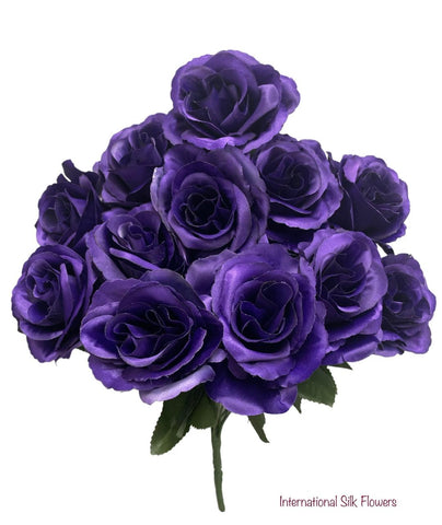 17''Satin Open Rose Bush ( INT398-Purple )