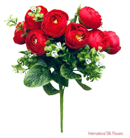 11'' Ranunculus Bud Bush ( B580-Red )
