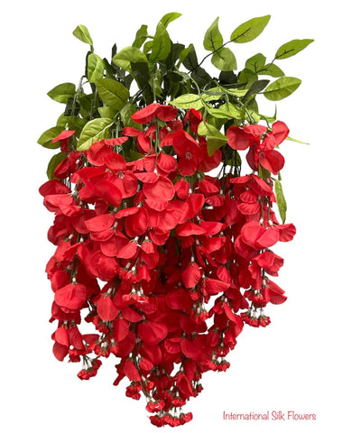 35” Faux Wisteria Hanging Bush ( INT587-Red )