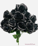 17" Satin Open Rose Bush ( INT398-Black )