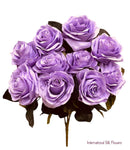 18" Silk Open Rose Bush ( AN10004-Light Lavender )