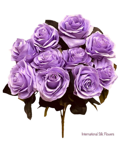 18" Silk Open Rose Bush ( AN10004-Light Lavender )