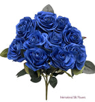 18" Silk Open Rose Bush ( AN10004-New Royal Blue )