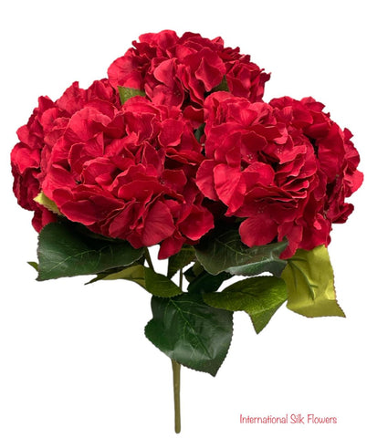 18" Silk Pongee Hydrangea Bush ( INT001-Red )