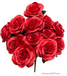 17" Satin Open Rose Bush ( INT398-Red )