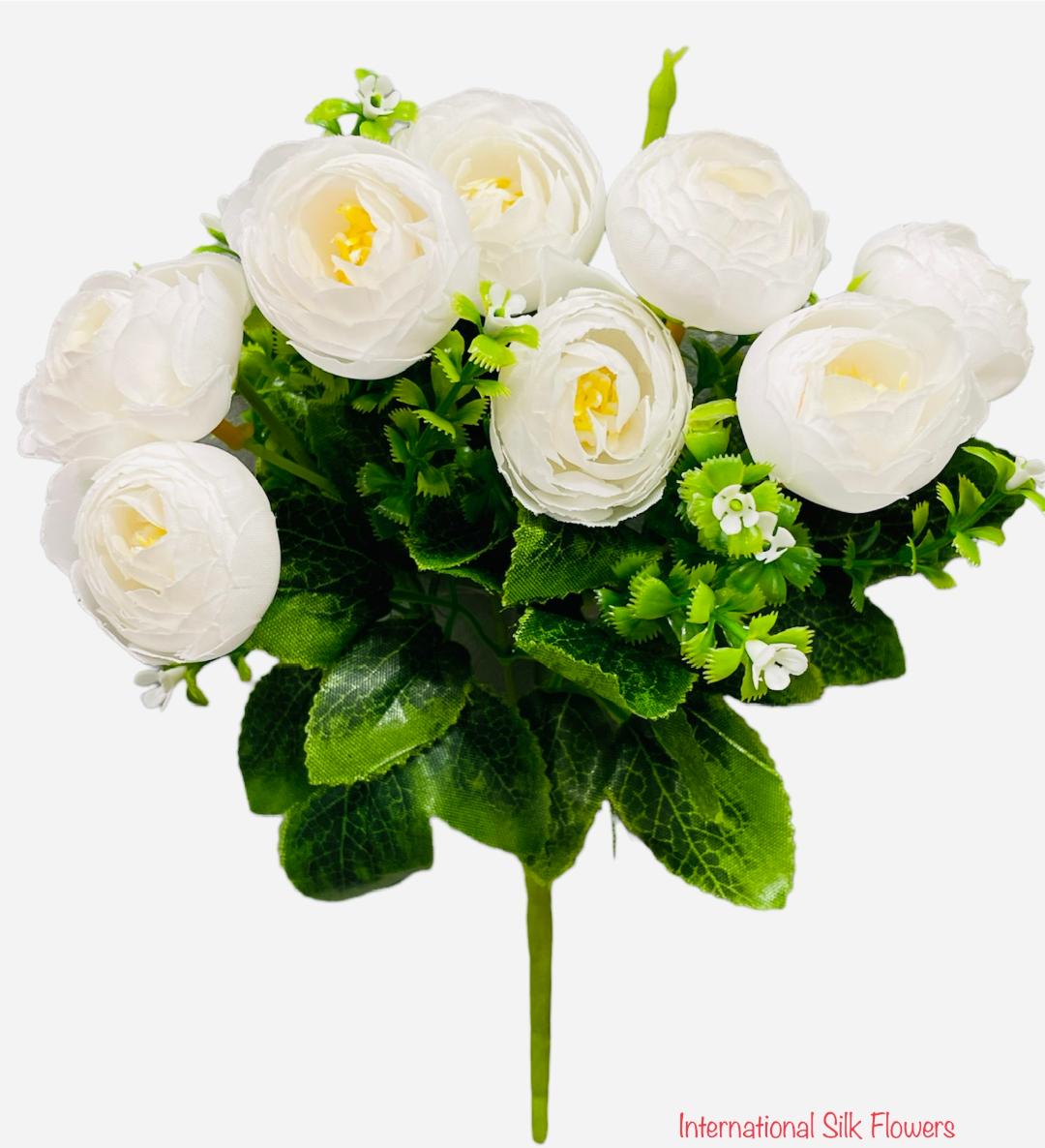 11'' Ranunculus Bud Bush ( B580-White )