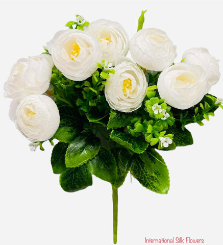 11'' Ranunculus Bud Bush ( B580-White )