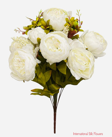 20'' Faux Victorian Peony Bush  ( INT0068-Cream )