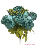 20'' Faux Victorian Peony Bush  ( INT0068-Teal )