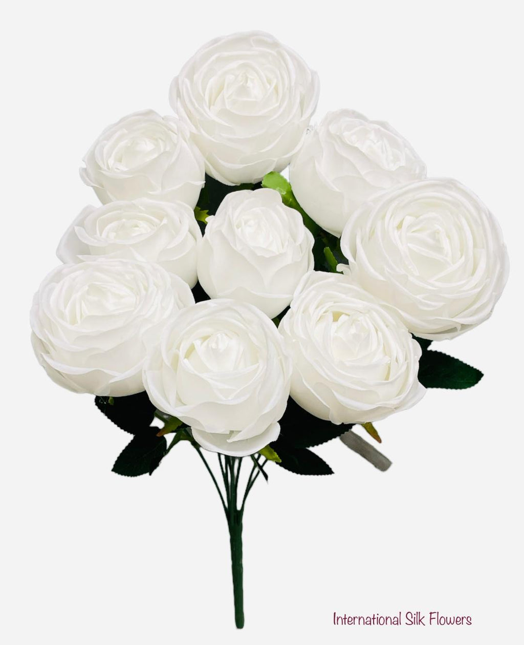 16” Faux Cabbage Rose Bush ( INT0005-White )